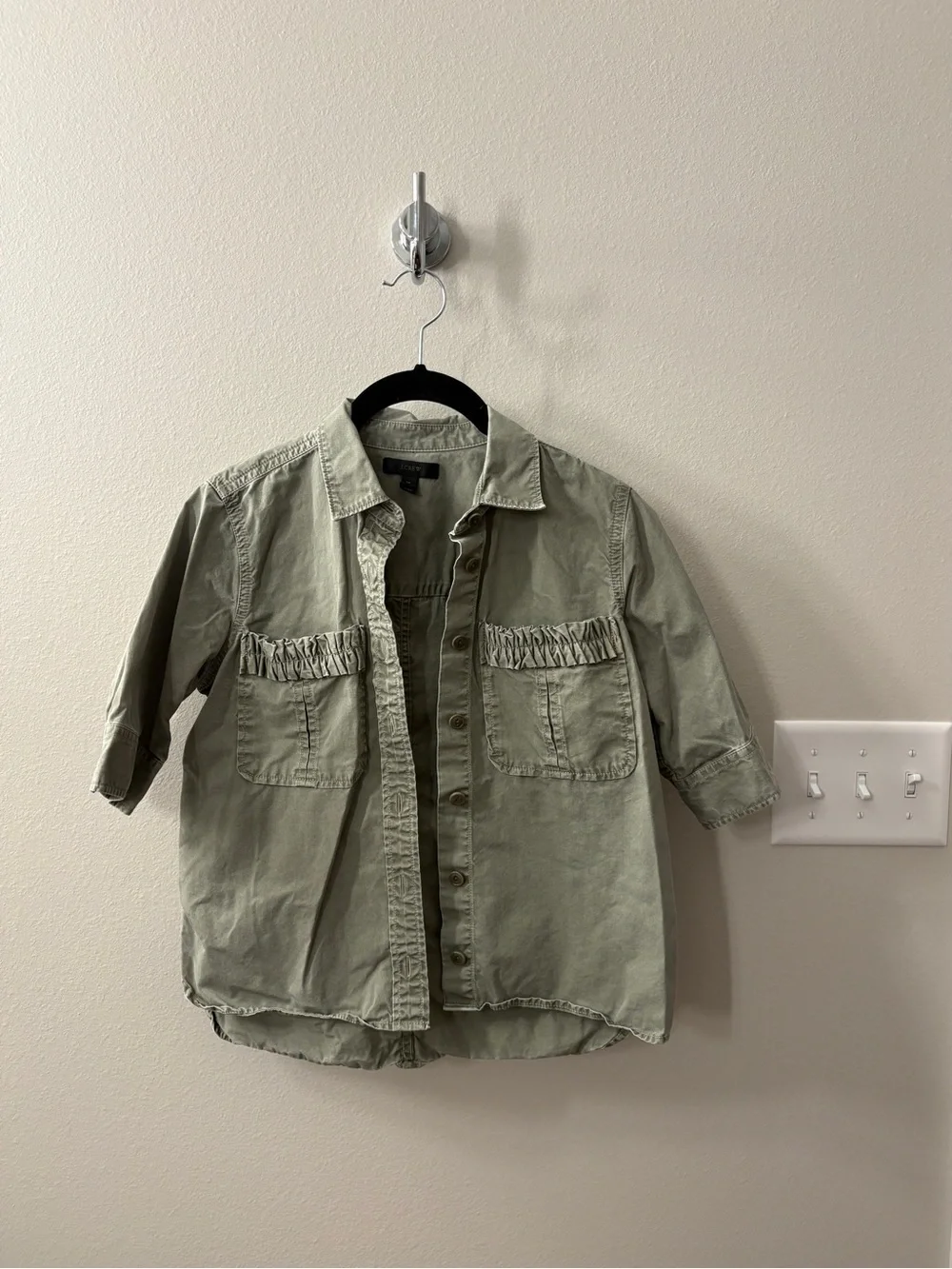 J. Crew women’s Olive Utility Button-Front Shirt